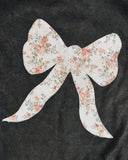 Womens M Bow Applique Crop Tee Washed Black White Floral