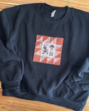 Womens L Crop Fleece Sweatshirt Cottage Quilt