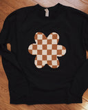 LARGE Checkered Daisy Sweatshirt