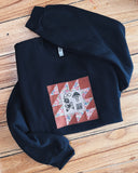 Womens L Crop Fleece Sweatshirt Cottage Quilt