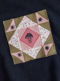Womens XL Crop Fleece Sweatshirt Mushroom 2 Quilt
