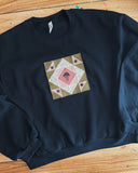 Womens XL Crop Fleece Sweatshirt Mushroom 2 Quilt