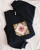 Womens XL Crop Fleece Sweatshirt Mushroom 2 Quilt