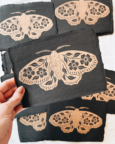 5x7 'Copper Moth' Block Print