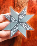 Quilted Block Print Star Sticker 3"