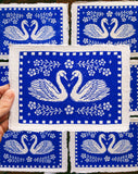 5x7 Folk Swan Block Print Ultramarine Blue