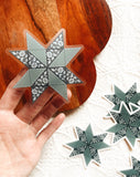 Quilted Block Print Star Sticker 3"