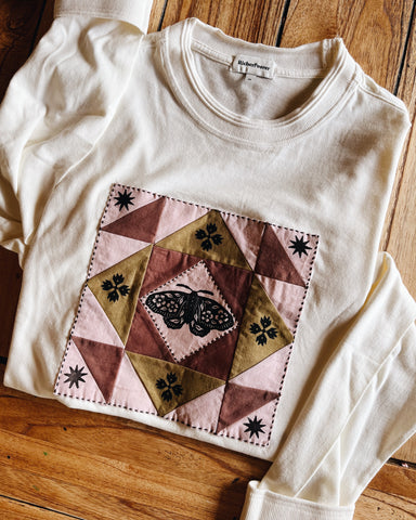 MEDIUM Moth #1 Quilted Long Sleeve Pullover
