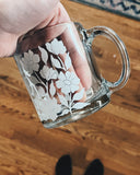 *Imperfects* Floral Glass Mug 13 oz
