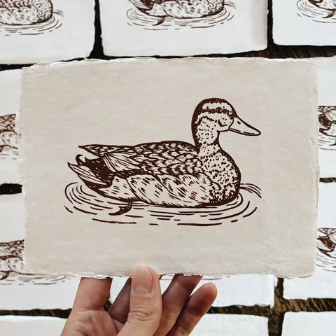 5x7 Brown Vintage Duck Block Print
