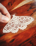 Clear White Moth Vinyl Sticker 3"