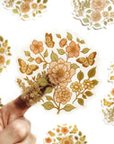 Vintage Floral Butterfly Clear Sticker 3"
