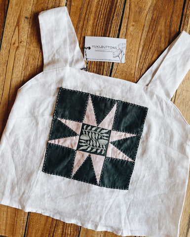XX-SMALL Vines #2 Quilted Linen Tank