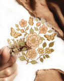 Vintage Floral Butterfly Clear Sticker 3"