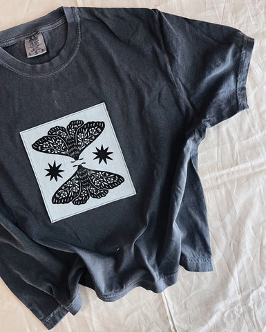 Large Moth Mirror Patch Crop Tee