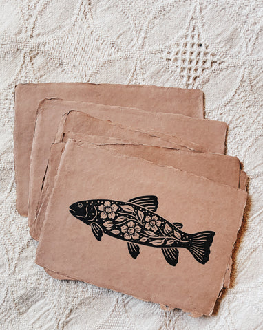 5x7 'River Trout’ Block Print
