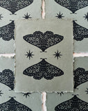 8x10 'Twin Moths' Block Print