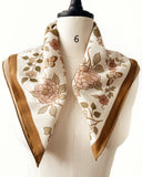 Western Floral & Butterfly 100% Silk Bandana – 23” Square