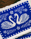 5x7 Folk Swan Block Print Ultramarine Blue