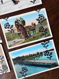 Postcard Prints - Black Pixel Rose Stack Print