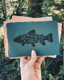 5x7 'River Trout’ Block Print
