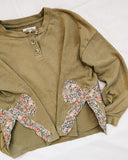 XS Upcycled Bow Applique Sweatshirt Madewell Lichen