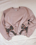 Womens L Black Bow Bubble Sleeve Sweatshirt Lilac