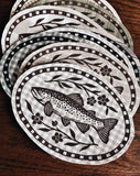 Blockprinted Trout Sew/Iron On Patch - You pick your patch!