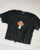 Womens S Mushroom Applique Crop Tee