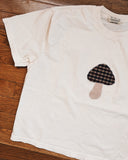 Womens M Mushroom Applique Crop Tee Ivory & Plaid