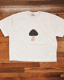 Womens M Mushroom Applique Crop Tee Ivory & Plaid