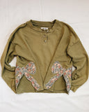 XS Upcycled Bow Applique Sweatshirt Madewell Lichen