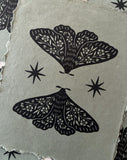 8x10 'Twin Moths' Block Print