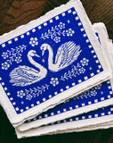 5x7 Folk Swan Block Print Ultramarine Blue