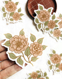 Vintage Peonies Clear Vinyl Sticker 3'