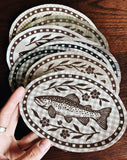 Blockprinted Trout Sew/Iron On Patch - You pick your patch!