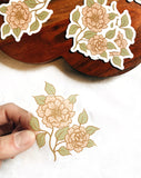 Vintage Peonies Clear Vinyl Sticker 3'