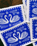 5x7 Folk Swan Block Print Ultramarine Blue