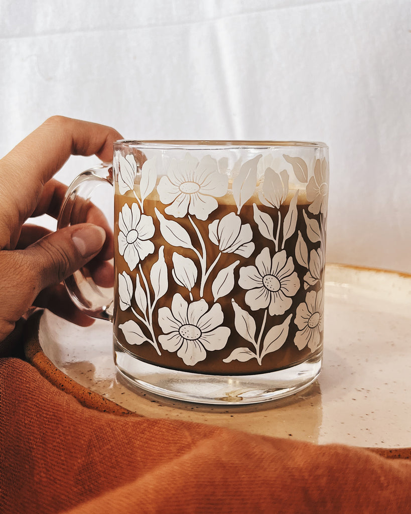 Floral Glass Mug 13 oz – Flora West Design