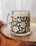 Floral Glass Mug 13 oz