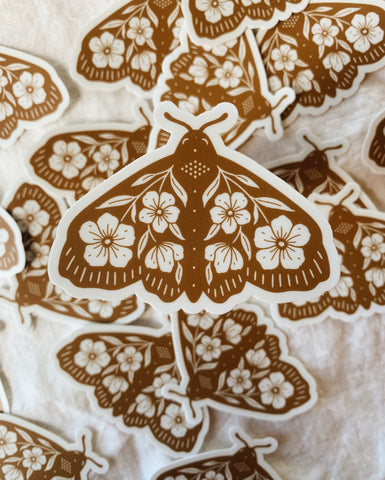 Floral Moth Vinyl Sticker